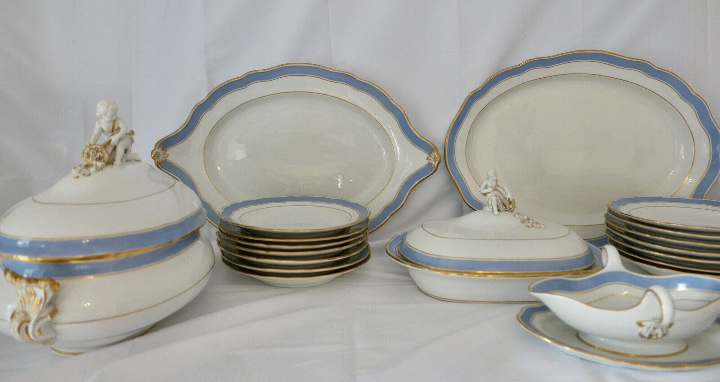 Knaufzeit seltenes Meissen Speiseservice Weiß Blau Gold Putto XXL Platte 1.Wahl - Antikhandel-Stuttgart