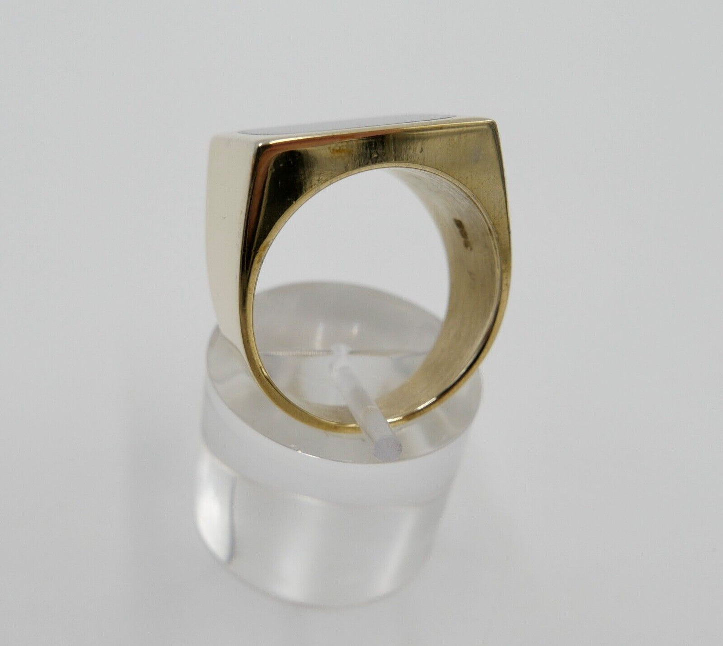 Alter Siegelring Herrenring Ring 835 Silber / Vergoldet Gr. 60-61 mit ONYX - Antikhandel-Stuttgart