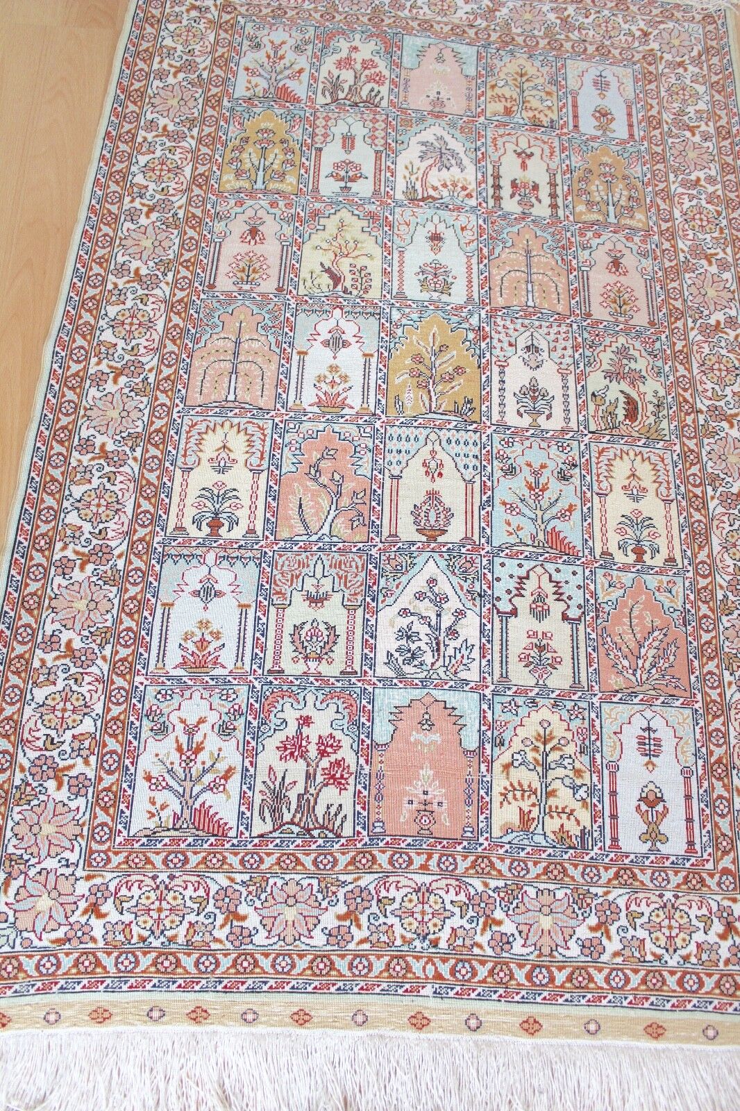 Ghom Orientteppich Perserteppich Seide Handgeknüpft 127x78 cm Knoten Silk - Antikhandel-Stuttgart