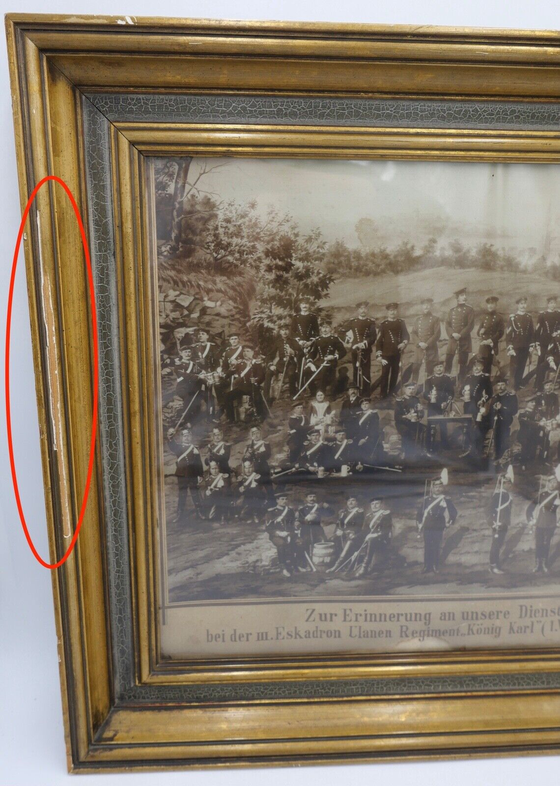 1900 Reservisten Bild m. Eskadron Ulanen Regiment Nr. 19 Foto auf Pappe 62x52cm - Antikhandel-Stuttgart