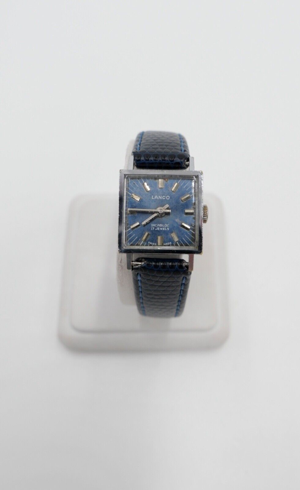 vintage 1960er Jahre LANCO 1575 Damenuhr Cal. 6630 Edelstahl mit neuem Lederband - Antikhandel-Stuttgart