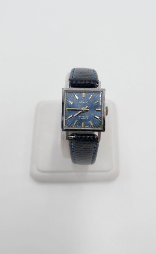 vintage 1960er Jahre LANCO 1575 Damenuhr Cal. 6630 Edelstahl mit neuem Lederband - Antikhandel-Stuttgart