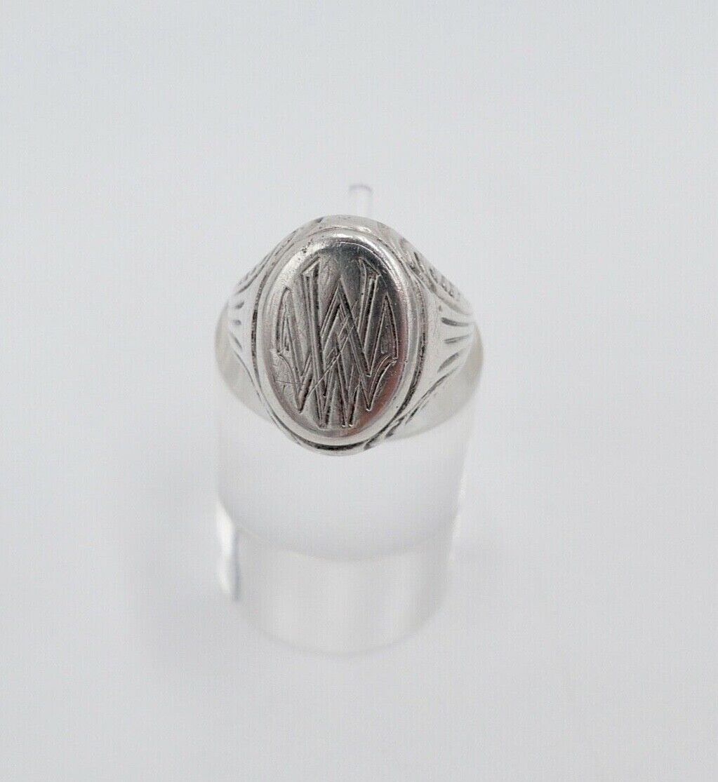 Alter Art Deco Siegelring Herrenring Monogramm WW / MM 835 Silber Größe 55 - Antikhandel-Stuttgart