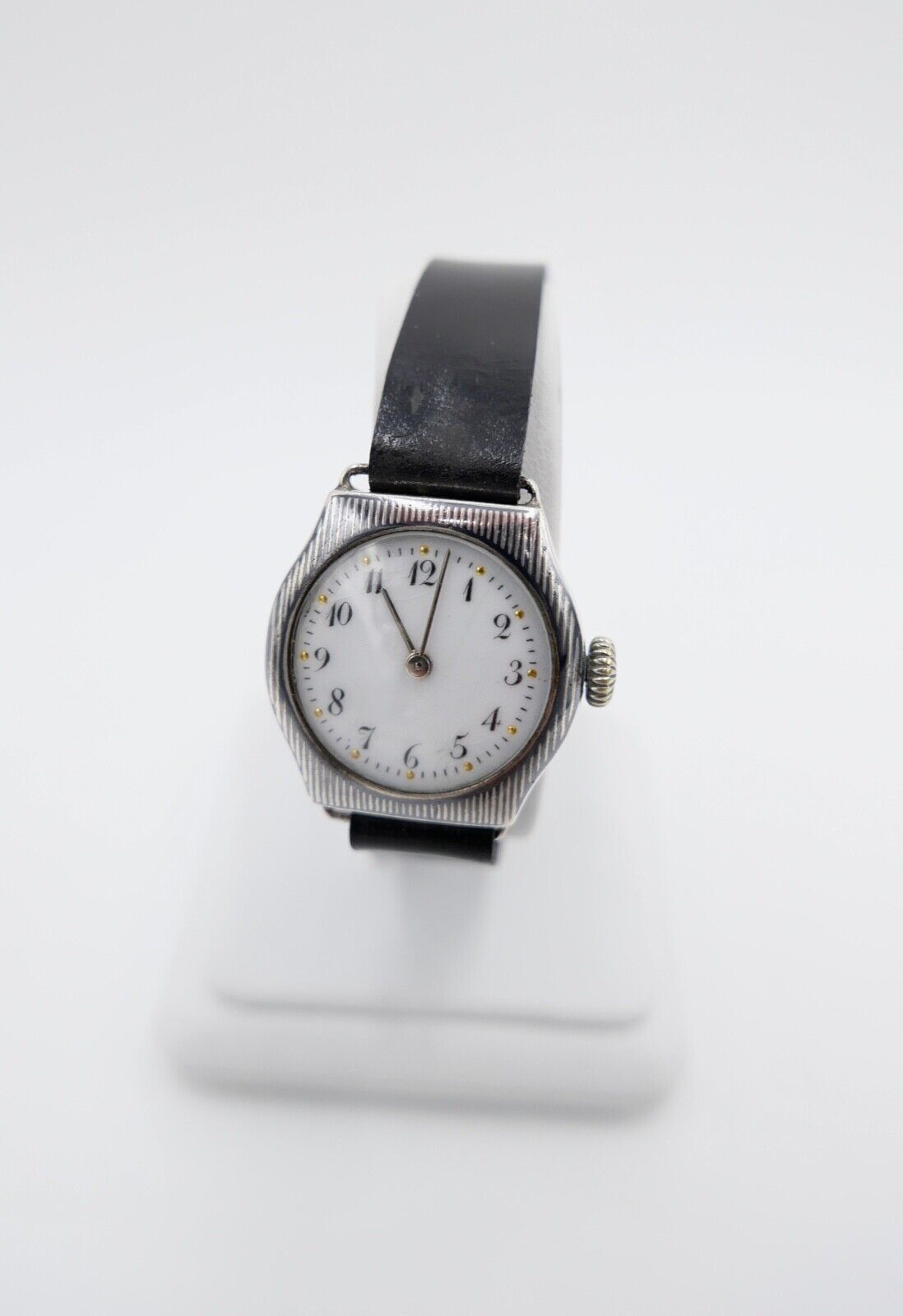 1960er Handaufzug Damen 800 Silber Uhr HG Cal. Alpina 590R Porzellan Zifferblatt - Antikhandel-Stuttgart