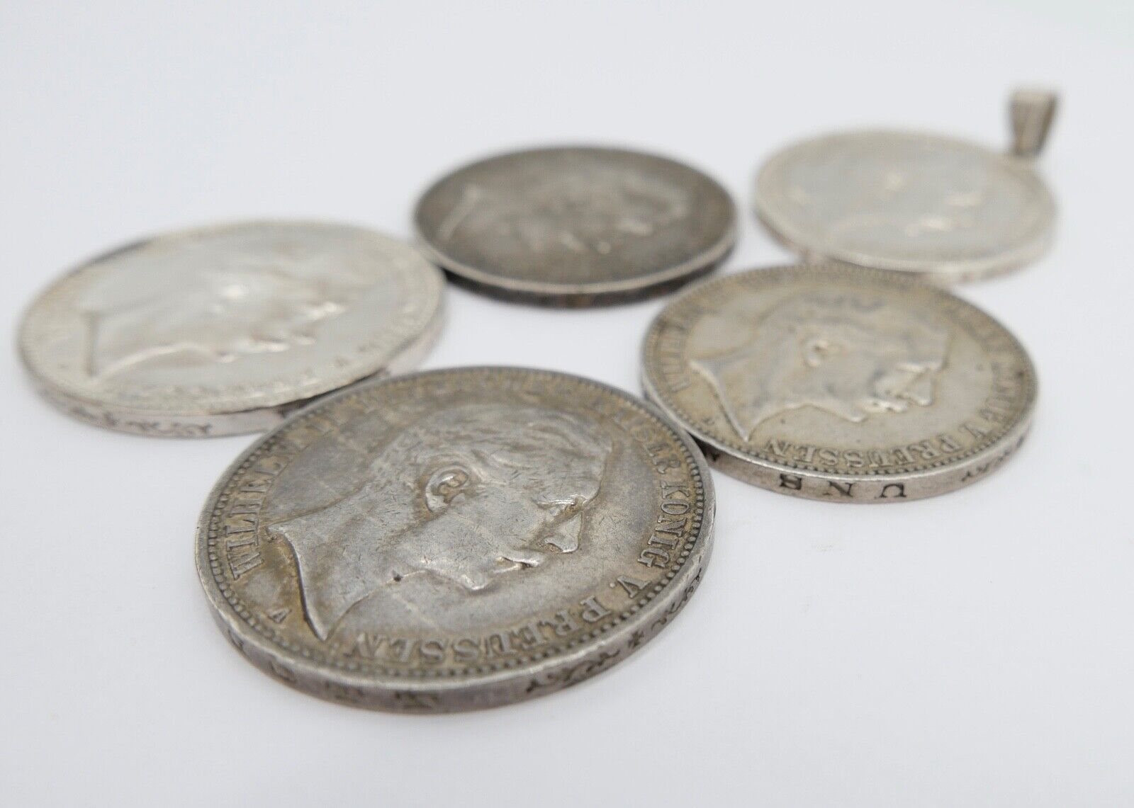 5 Stück 3 Mark 1908 Wilhelm II. Jäger J.103 Dt. Kaiserreich Silber Preussen - Antikhandel-Stuttgart