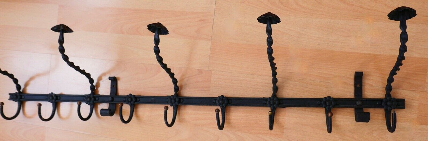 Alte Garderobe Eisen mit 9 Haken 98x22cm Wandgarderobe 1960er Jahre - Antikhandel-Stuttgart