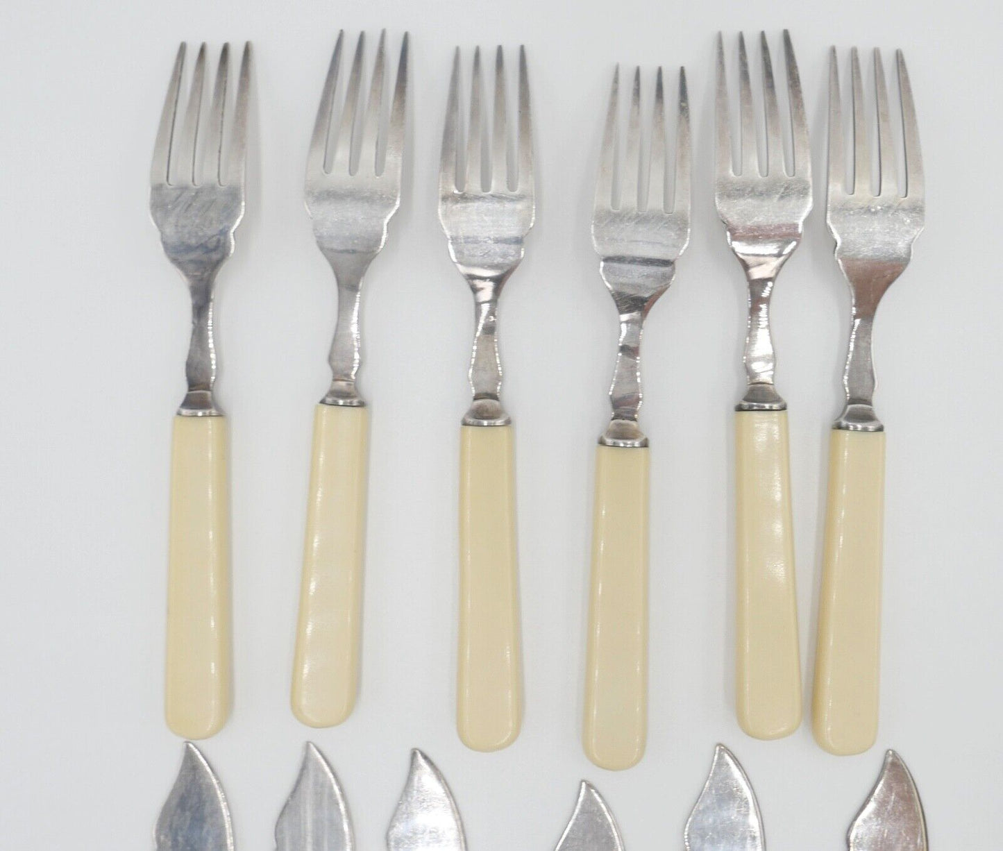 12 Teile E.P.N.S. Besteck 30er / 40er Jahre vintage Gabel Fischmesser - Antikhandel-Stuttgart