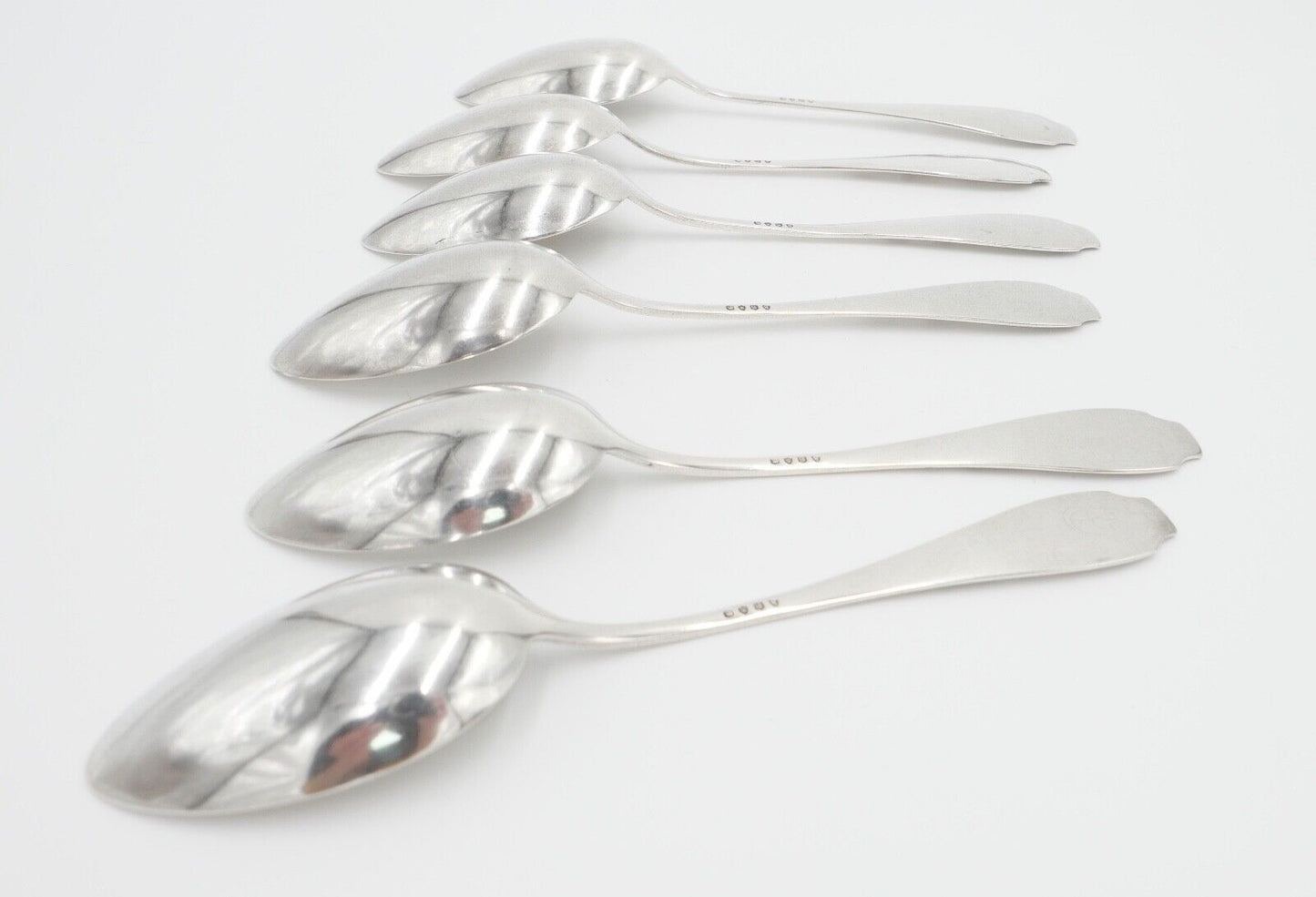 6x seltene antike Suppenlöffel LW Lutz & Weiss Monogramm JS 800 Silber 300,3 Gr - Antikhandel-Stuttgart