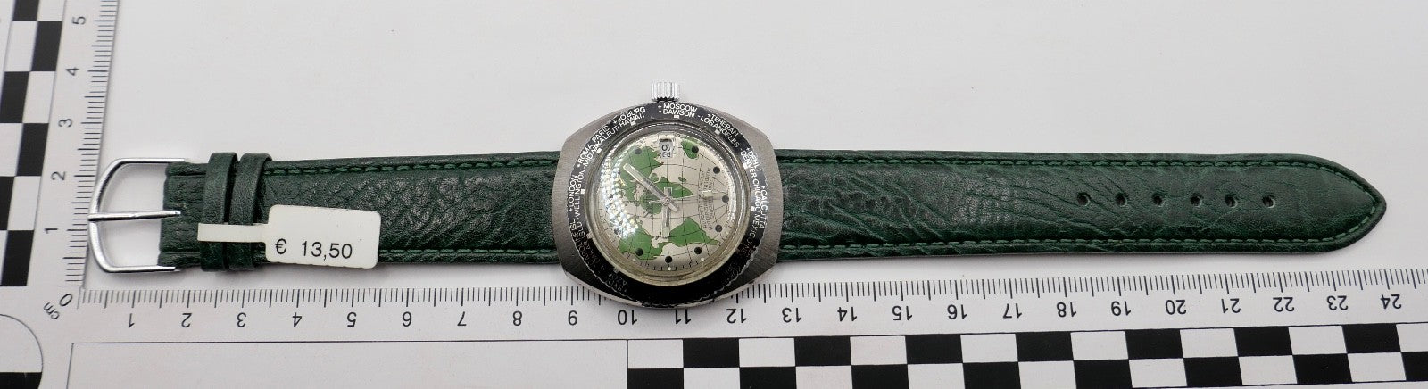 Sheffield Taucheruhr Weltuhr Herren Armbanduhr Automatik mit grünem Zifferblatt