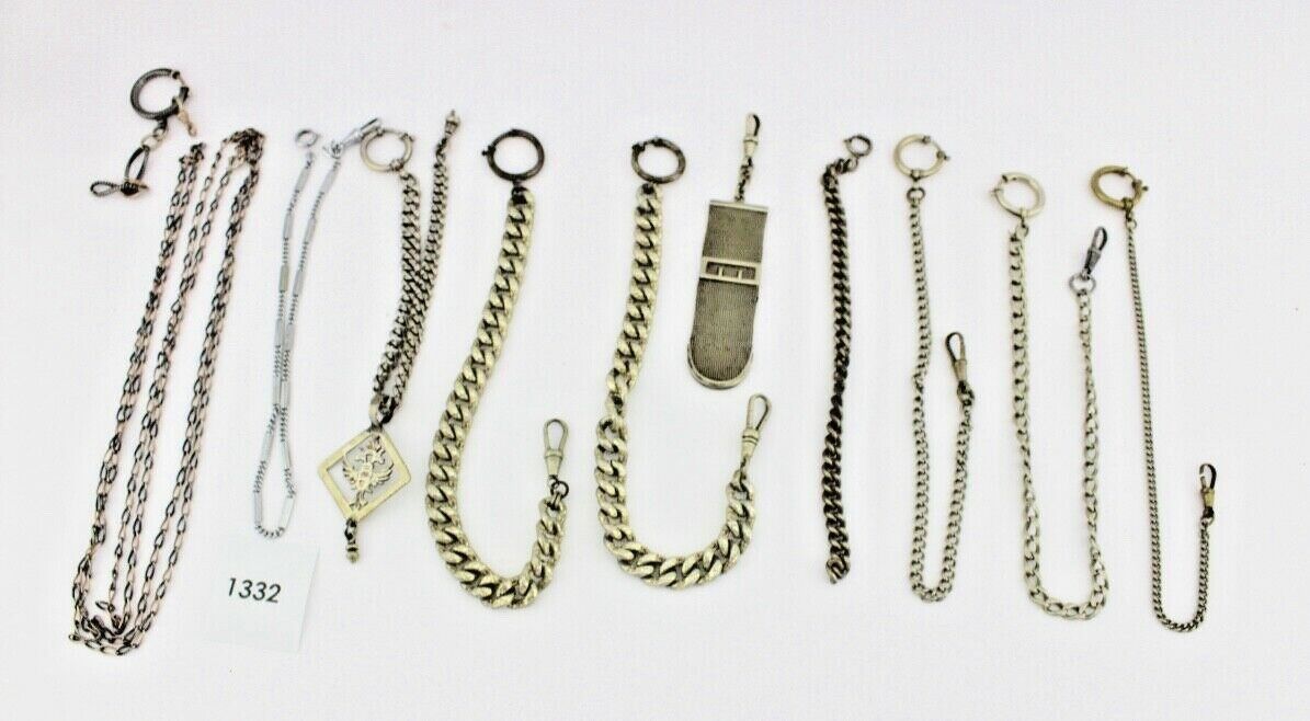 10 Antike Taschenuhr Kette watch Chain Silber versilbert Metall L&F Doppeladler - Antikhandel-Stuttgart