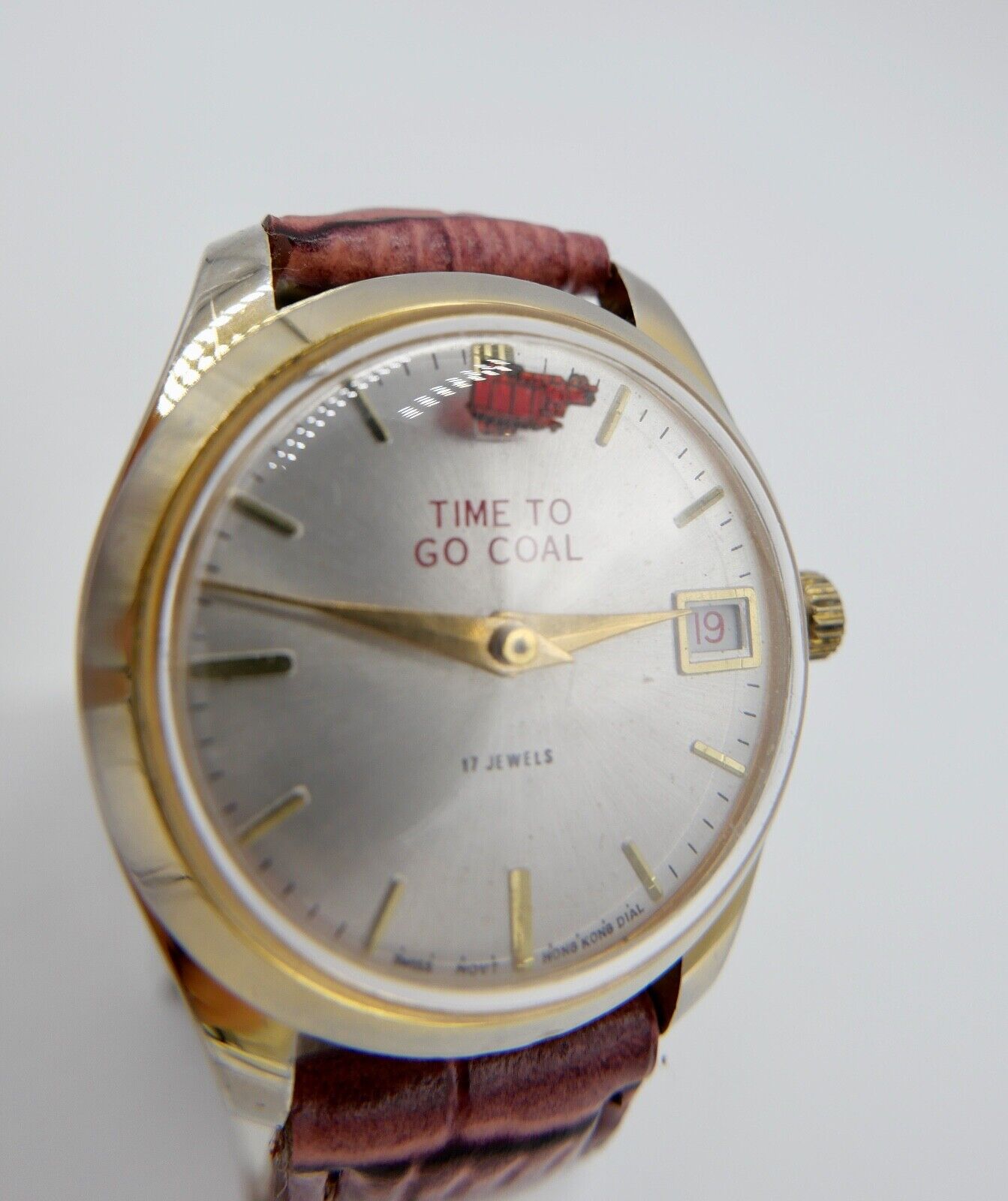 TIME TO GO COAL Ø 35mm Armbanduhr Kohle Bergwerk Zeche Spaß Uhr laufender LKW - Antikhandel-Stuttgart