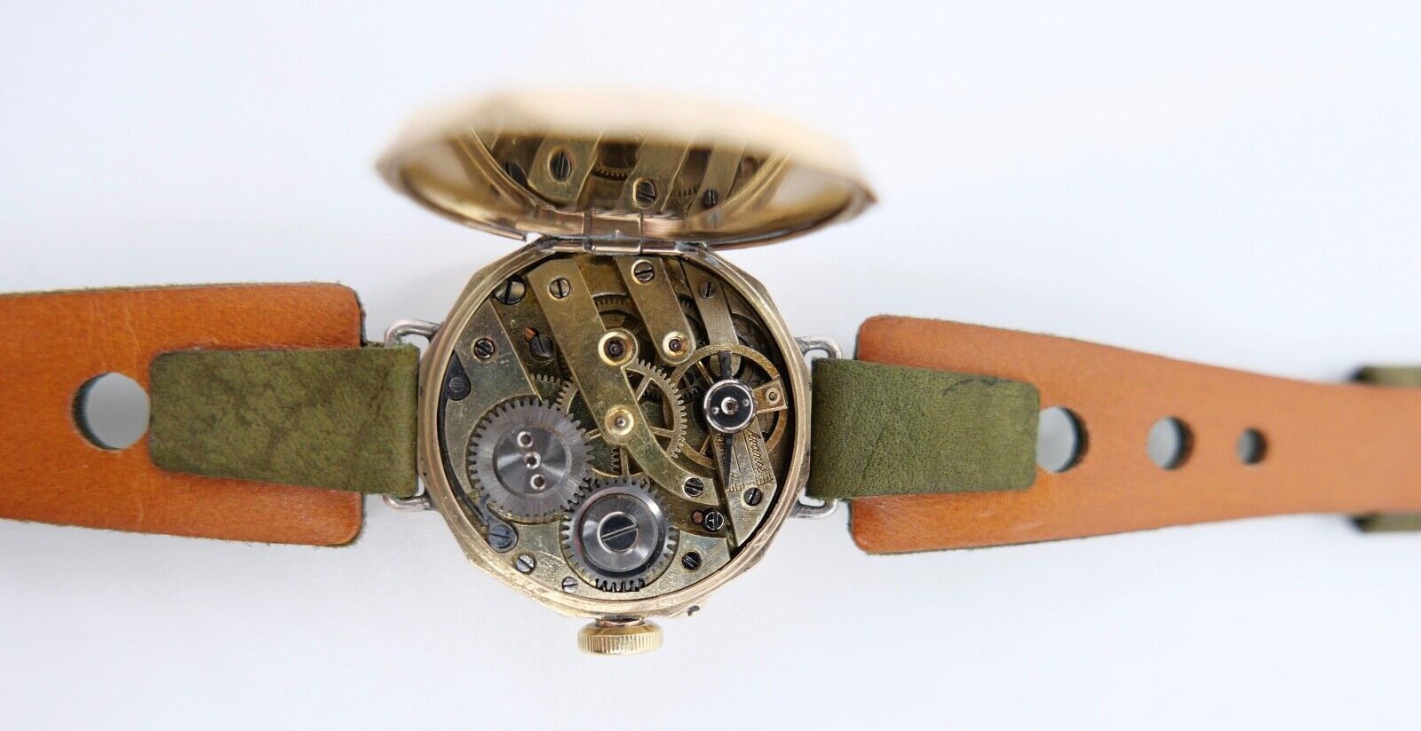 Damenuhr um 1900 floral Blumen Motiv GOLD 585 / 14K Handaufzug neues Band + Glas - Antikhandel-Stuttgart