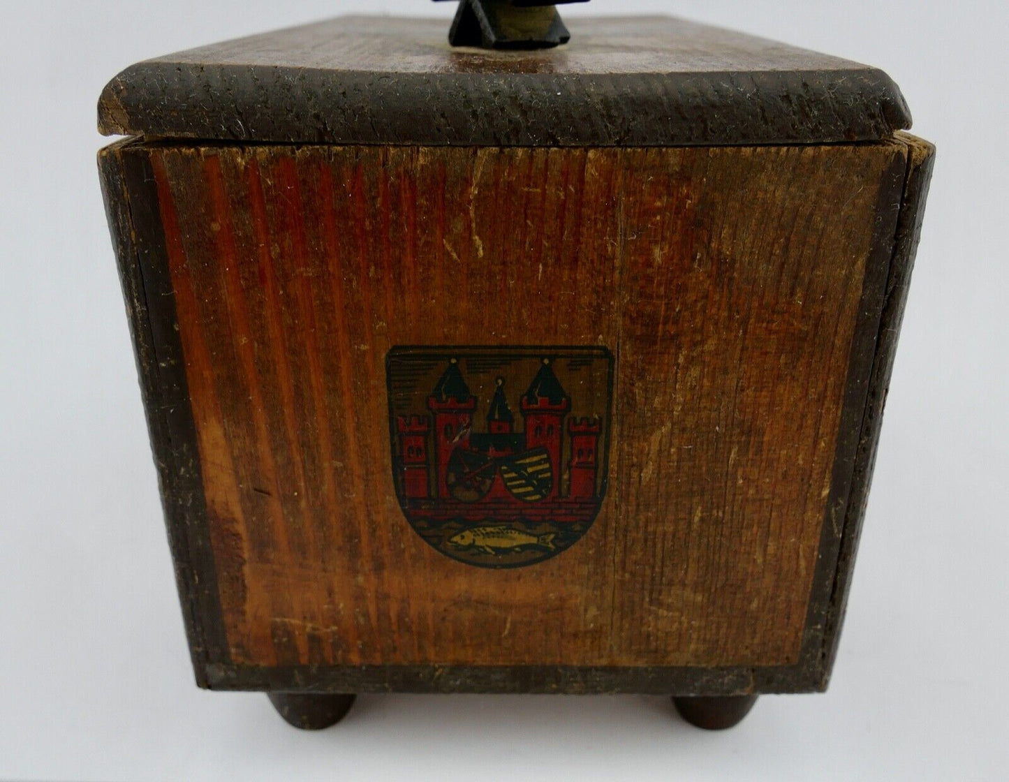 Antike um 1900 Holz Schatulle Box Münchner Kindl 18x11 cm Bayern München - Antikhandel-Stuttgart