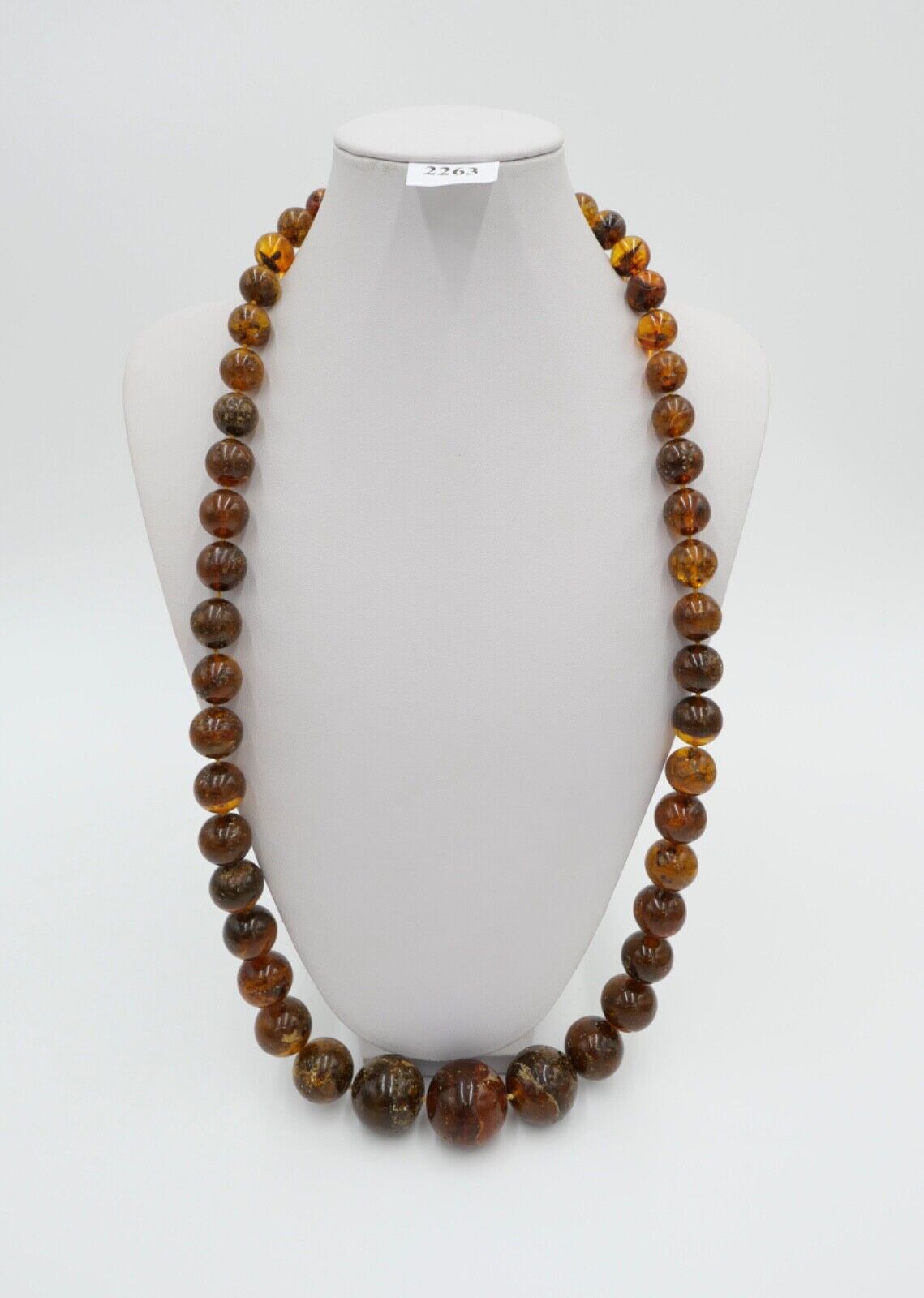 vintage XL Bernstein Kette / Collier / Halskette Kugeln 122 Gramm / 82 cm - Antikhandel-Stuttgart