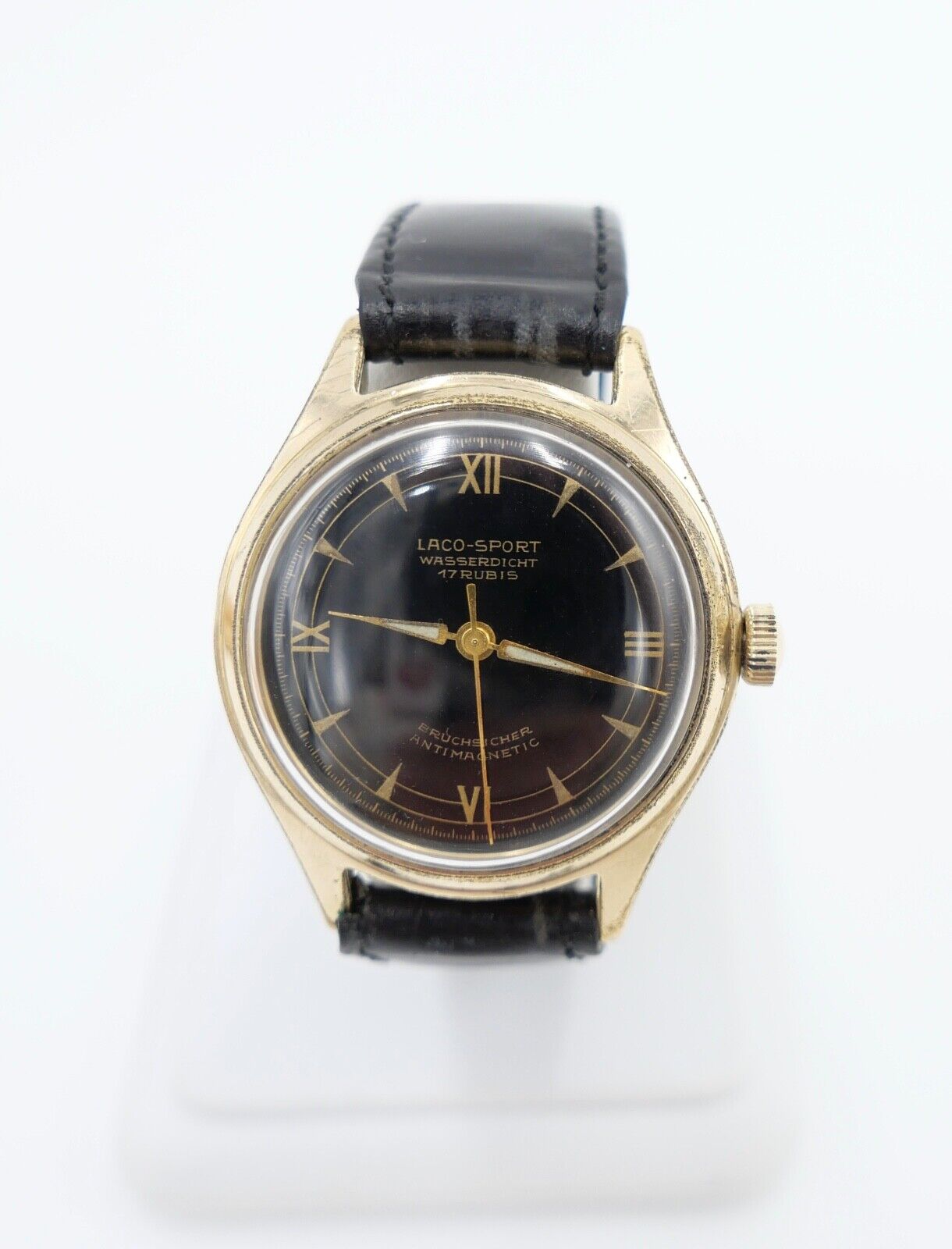 vintage Ende 50er Jahre LACO Sport Herrenuhr Cal. 26 vergoldet - Antikhandel-Stuttgart