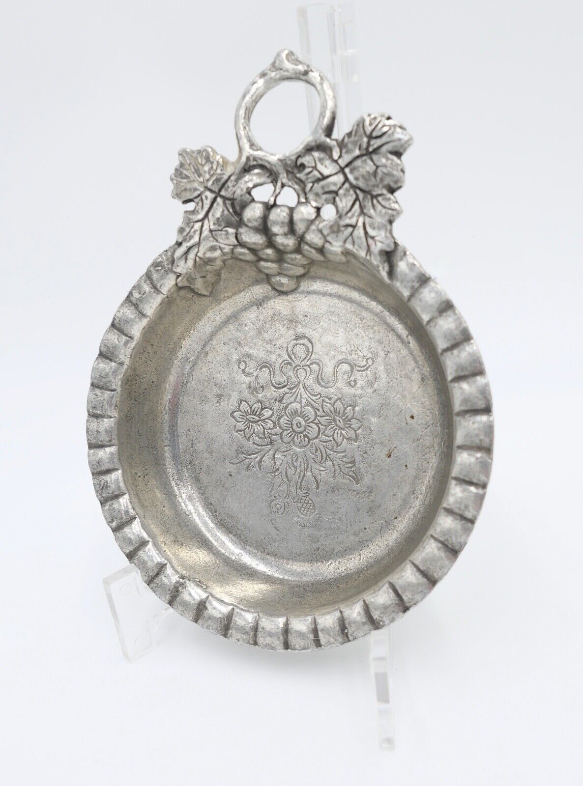 antik 1900 Schale Weinverkostungsschale Zinn Tinn Etain Weinreben Motiv - Antikhandel-Stuttgart