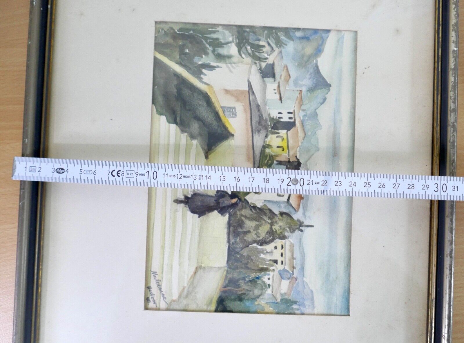 1940 Else Hertzer Aquarell signiert Malcesine Gardasee Frau Treppe 42x32 cm - Antikhandel-Stuttgart