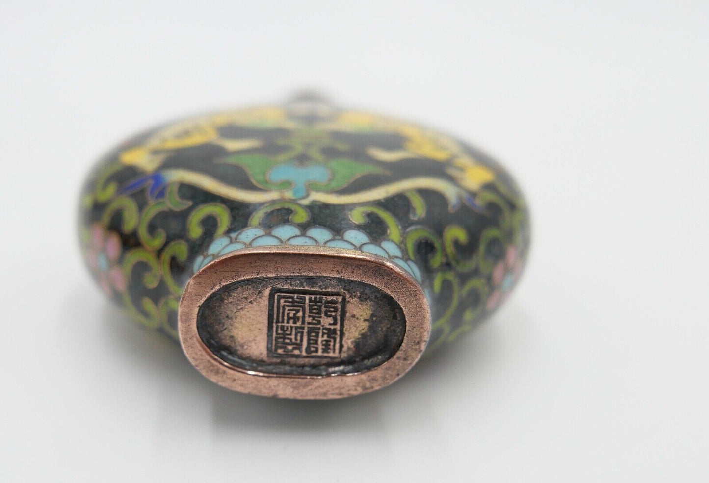 Alte Schnupftabakflasche Cloisonné Bronze CHINA Drachenmotive - Antikhandel-Stuttgart