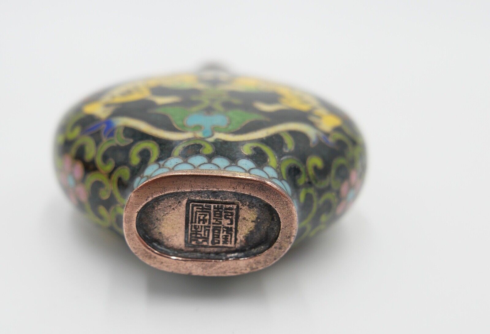 Alte Schnupftabakflasche Cloisonné Bronze CHINA Drachenmotive - Antikhandel-Stuttgart