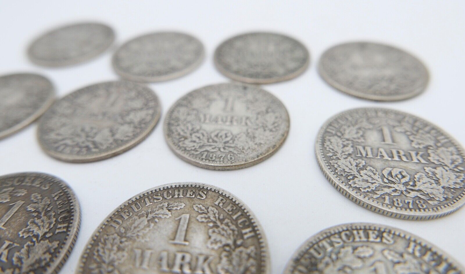 12x 1 Mark Deutsches Reich 1874 - 1880A B G Jäger J.9 Silber in SS - Antikhandel-Stuttgart