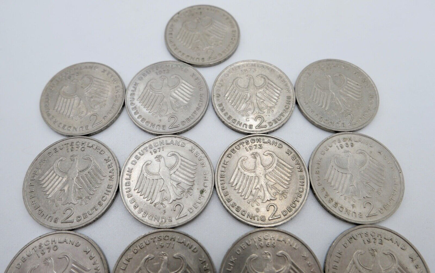 17x 2 DM Mark Konrad Adenauer 1969 - 1973 Jäger J.406 - Antikhandel-Stuttgart