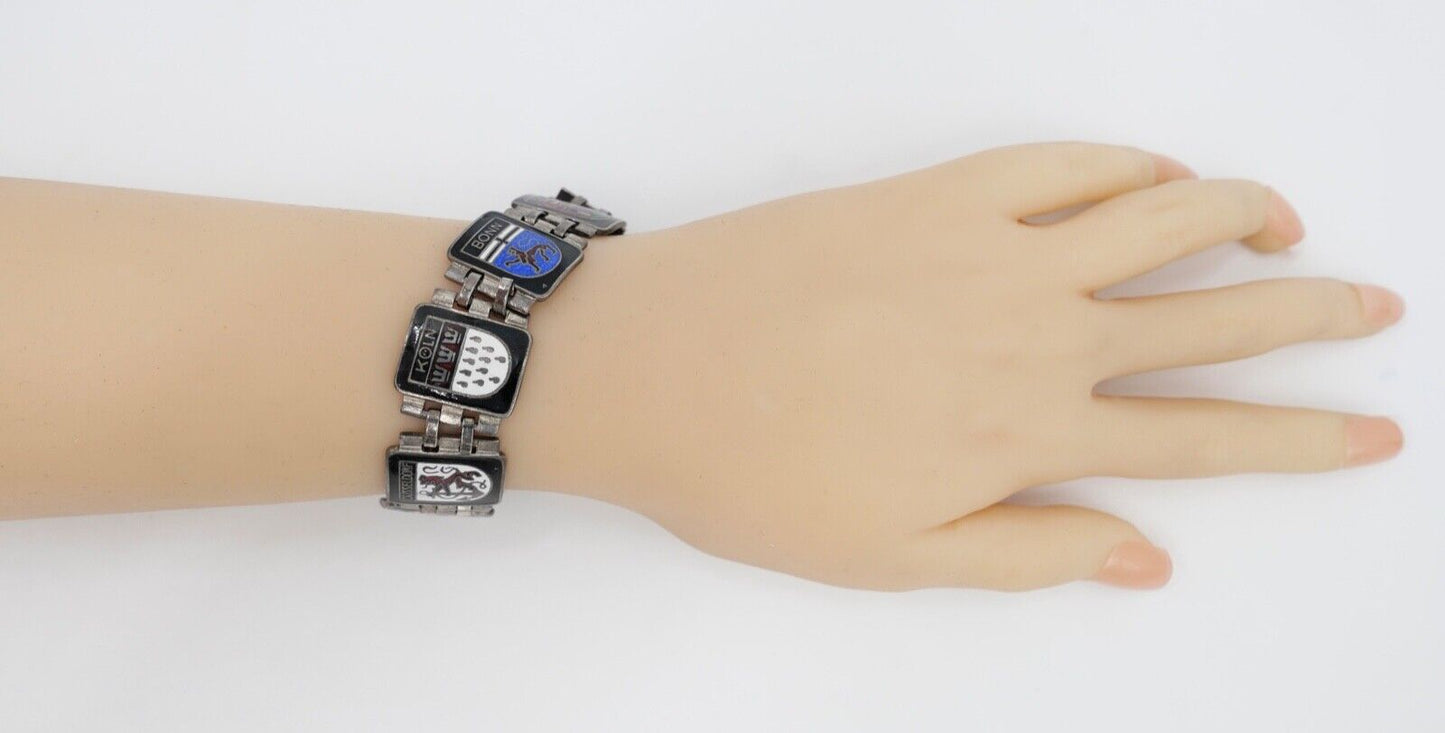 30er Wappen Armband versilbert Emaille Köln Bonn Dortmund Düsseldorf - Antikhandel-Stuttgart