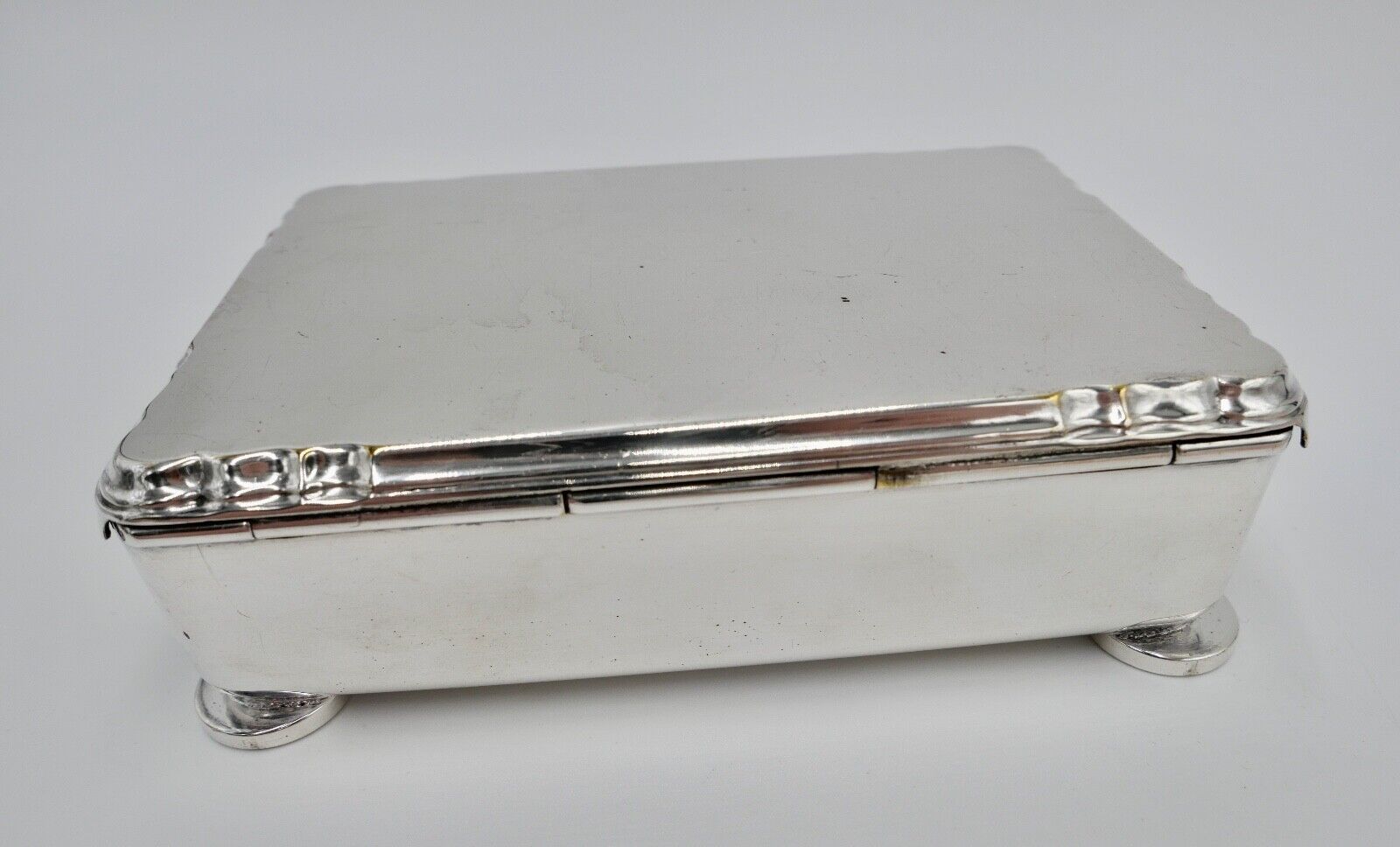 20er 30er Jahre WMF Dose Schatulle Schmuck Deckeldose versilbert mit Schlüssel - Antikhandel-Stuttgart
