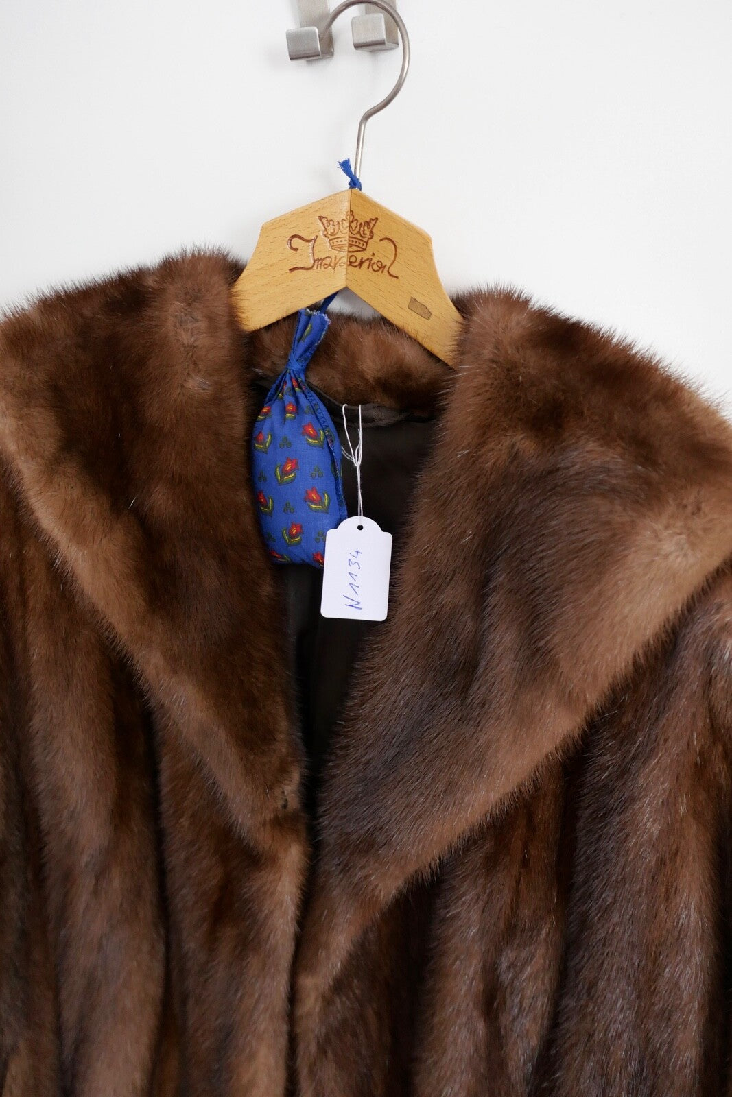 Nerz Pelz Mantel coat braun Größe 40-42