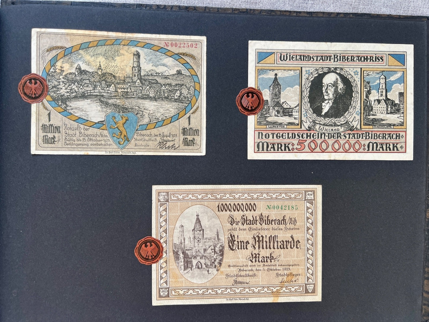 Album 116x Inflation Geldscheine Ro. Banknoten Mark Reichsbahn Mrd Mio UNC