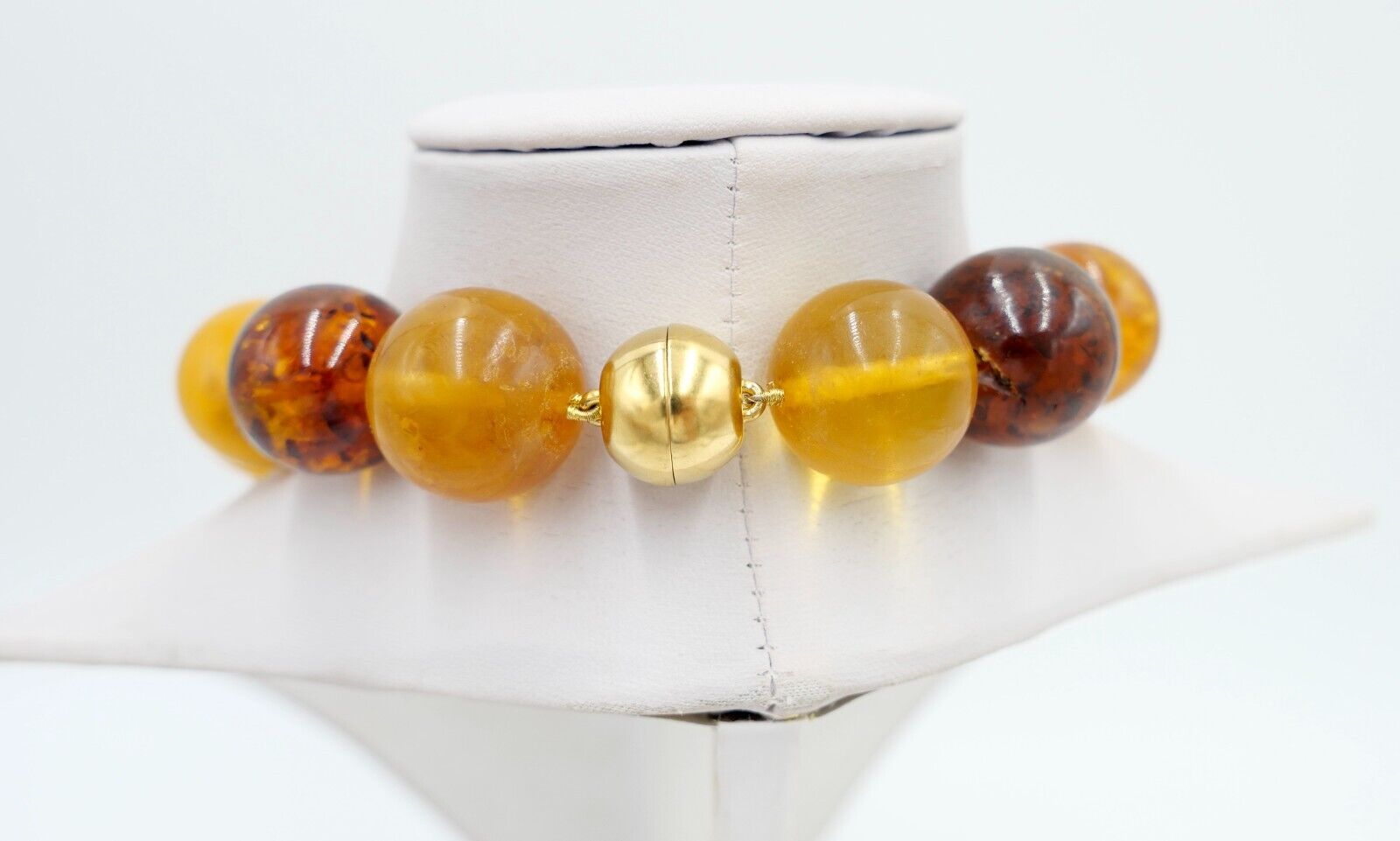 Vintage XXL Bernstein butterscotch Kette Collier Amber 340 Gramm Silber Magnet - Antikhandel-Stuttgart