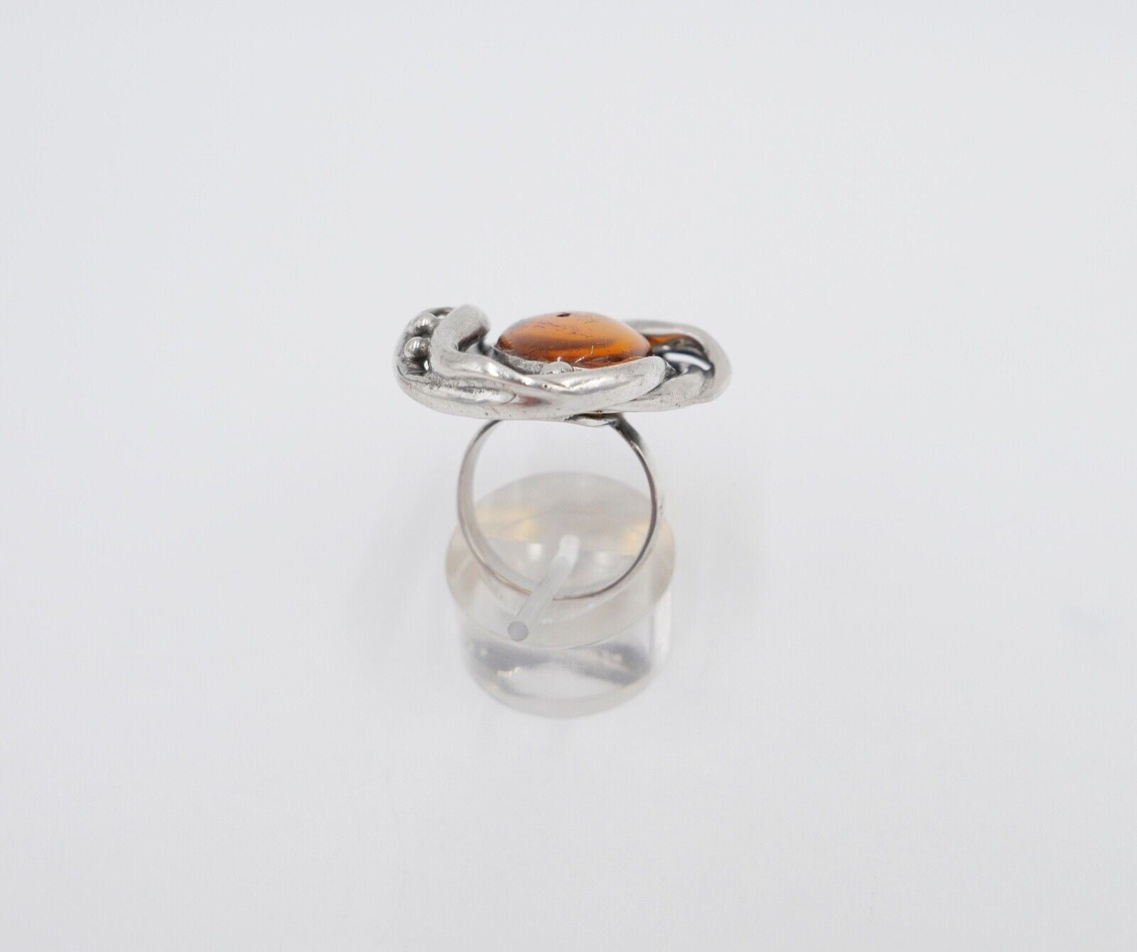 80er Jahre Designer Ring Bernstein Silber 925 Gr. 59 Frauenkopf G Danzig Polen - Antikhandel-Stuttgart