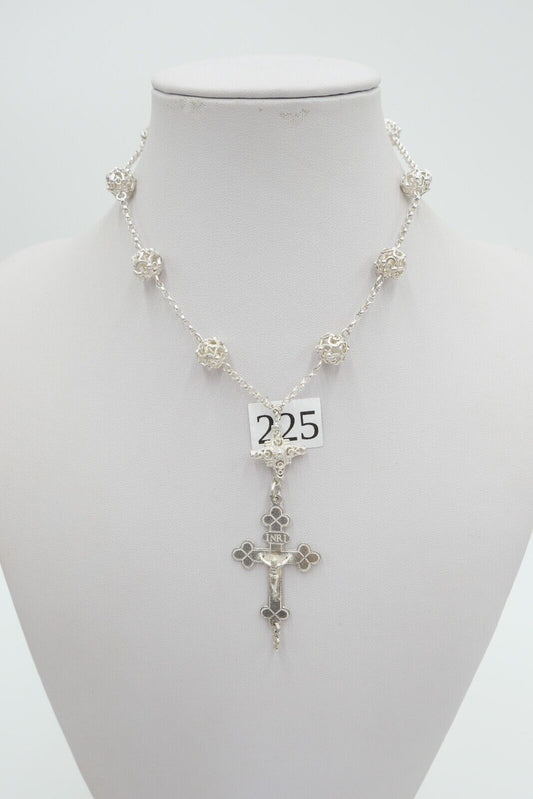 Antiker Filigraner Rosenkranz / Gebetskette Kreuz Silber um 1870 - Antikhandel-Stuttgart