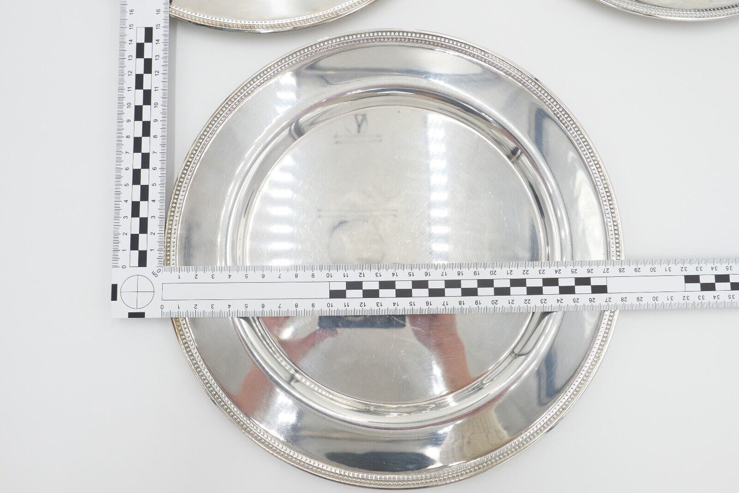 NEUwertig 5 Stück ONEIDA USA Servierplatte Platte Teller versilbert Perlenrand - Antikhandel-Stuttgart