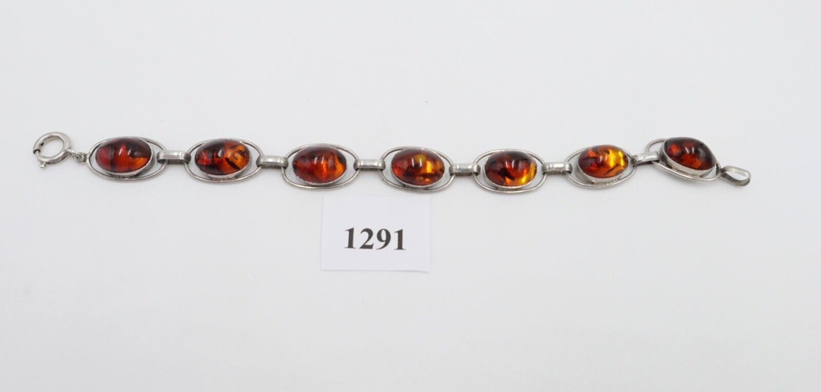 Altes 835 Silber Bernstein Gliederarmband HANDARBEIT Armband - Antikhandel-Stuttgart