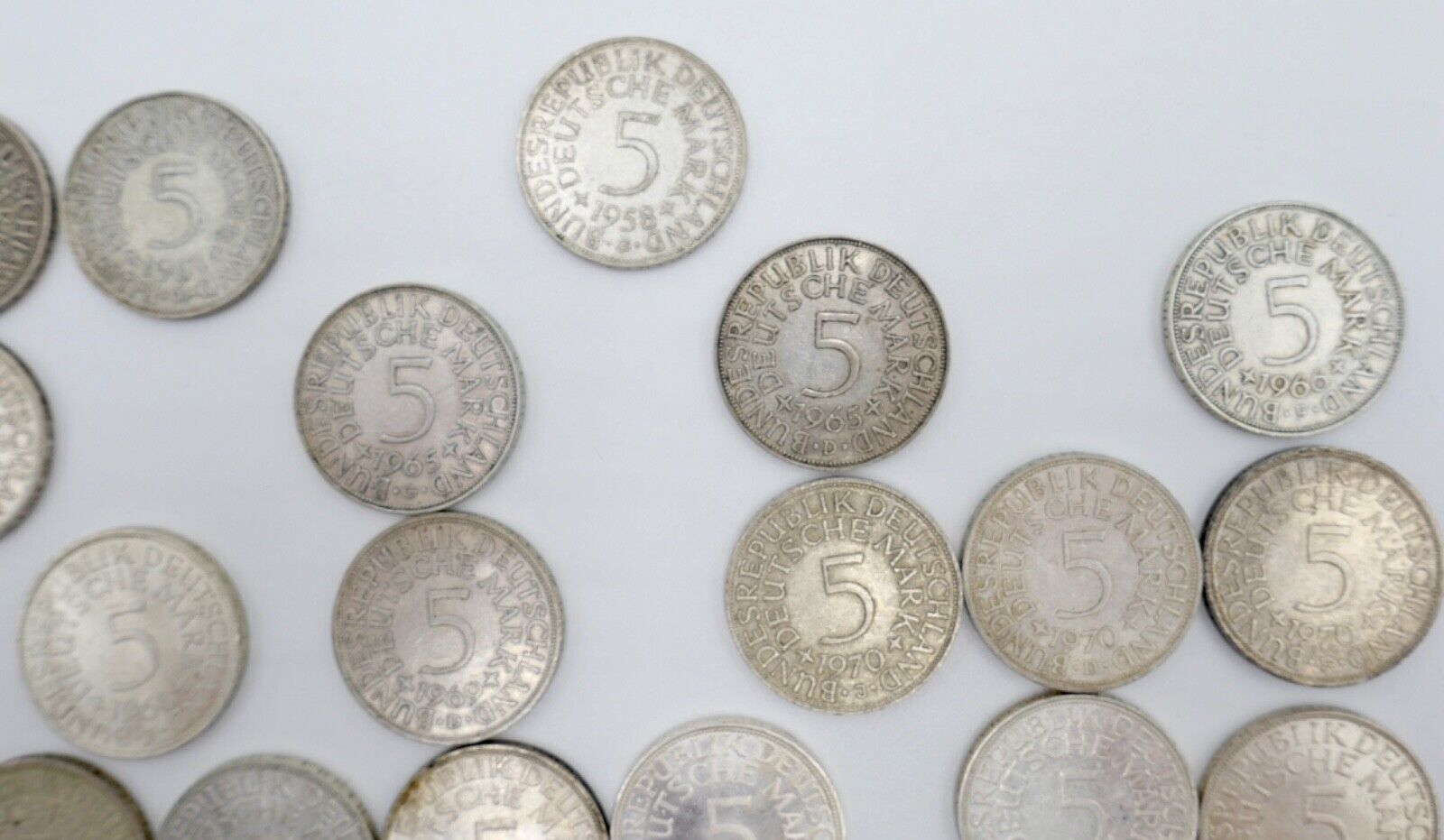 1951-1974 Konvolut LOT 34x 5 DM Silbermünzen J.387 Silberadler PP Heiermann - Antikhandel-Stuttgart