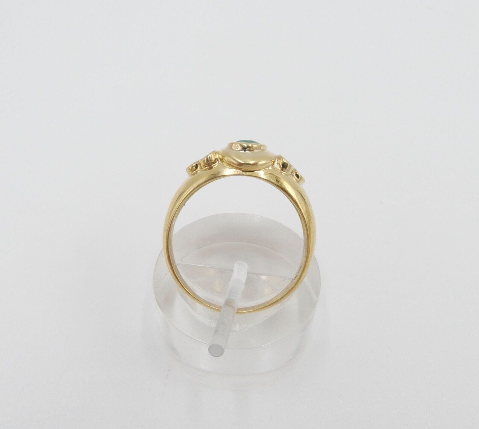 1980er 750 18K Damen Gelbgold Diamant Brillant Smaragd Ring 0,70 Ct Gr. 57-58 - Antikhandel-Stuttgart