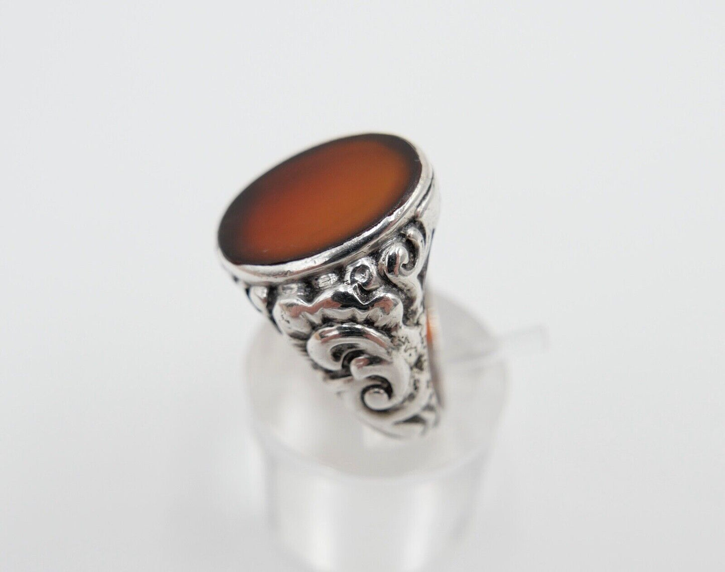 Jugendstil Siegelring Herrenring Ring 835 Silber Gr. 59 mit Karneol - Antikhandel-Stuttgart