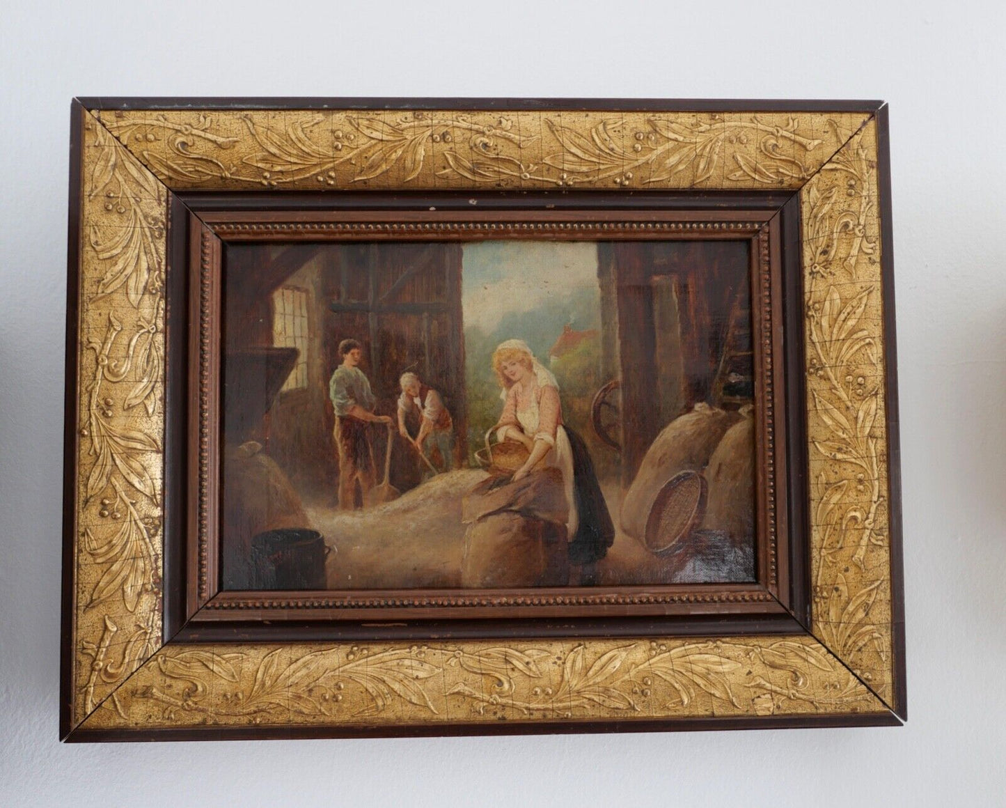 KARL RAUPP 1900 München " Magd holt Korn aus dem Schober " Öl Leinwand - Antikhandel-Stuttgart