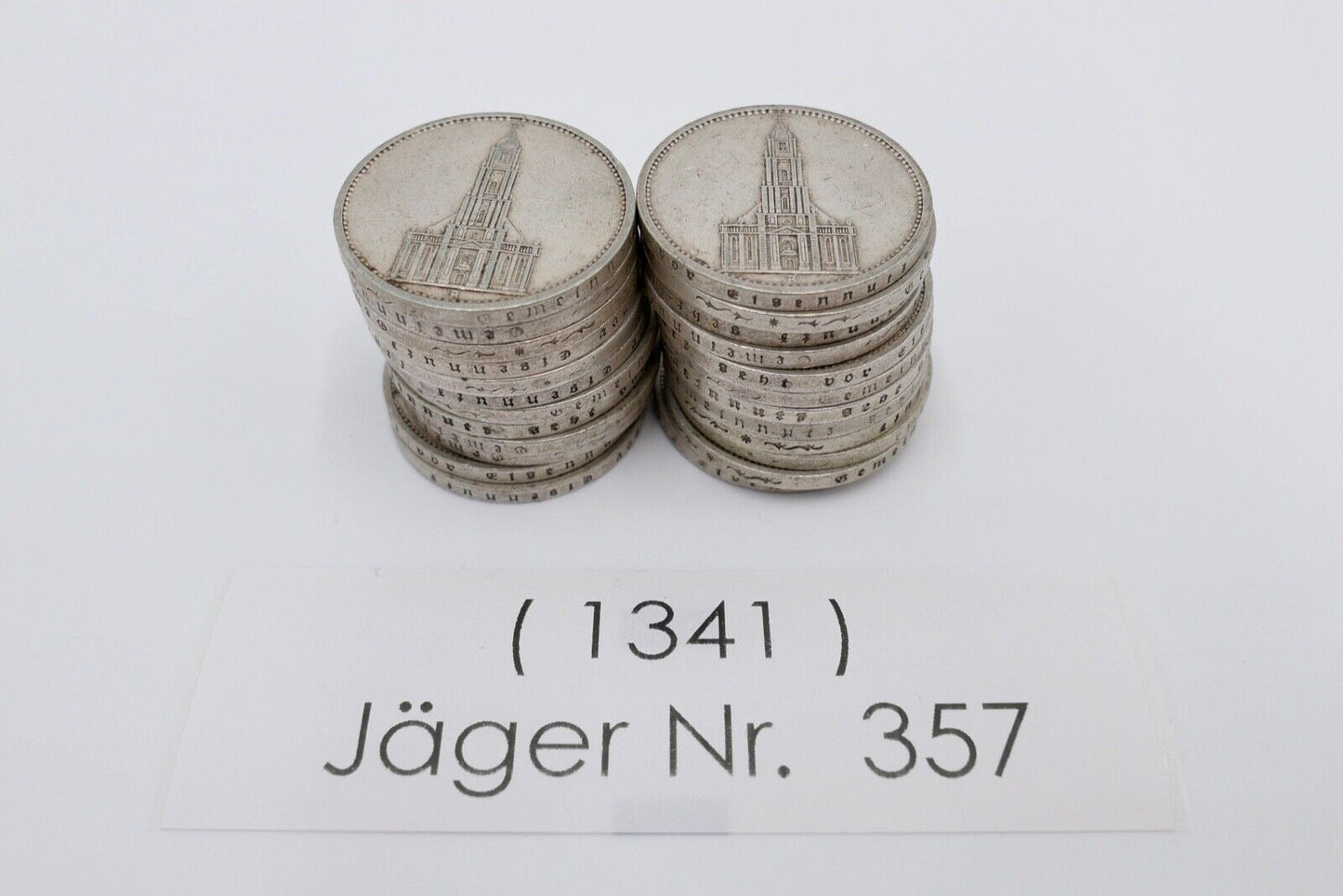 24x 5 Reichsmark 900 Silbermünzen J. 357 Garnisonskirche 1935 aus Münzrolle - Antikhandel-Stuttgart