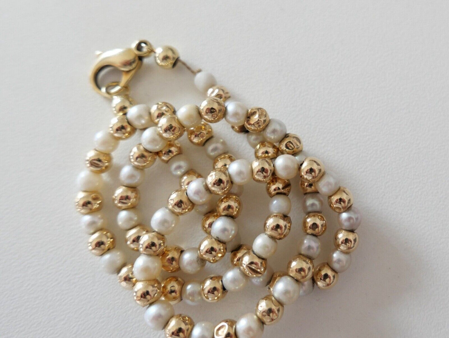 Perlenkette Collier AKOYA ZUCHTPERLE Gold 585 14K pearl Ø 4,2 - 4,8 mm 42 cm - Antikhandel-Stuttgart