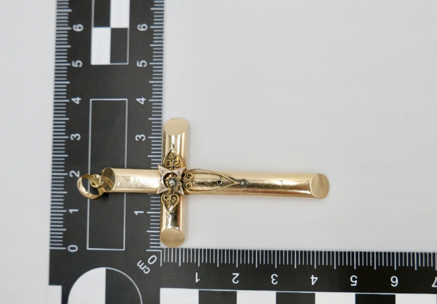 filigraner antiker Kreuzanhänger Kreuz 585 / 14K Rotgold Gold um 1860 - Antikhandel-Stuttgart