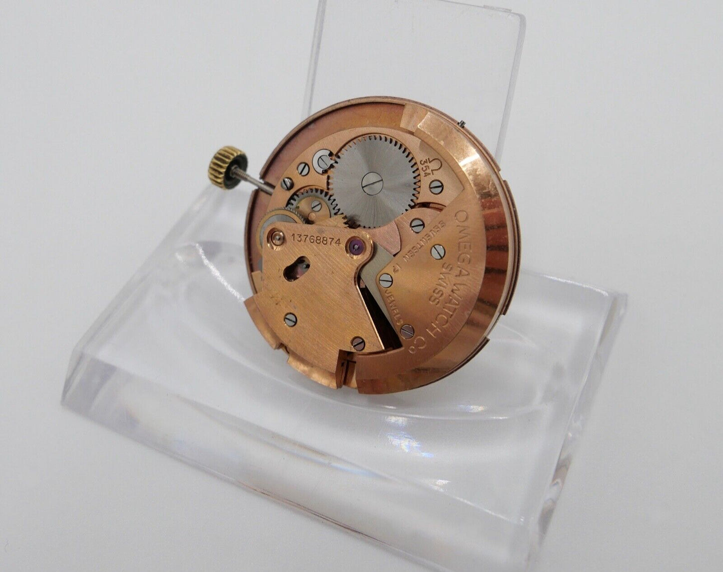 LÄUFT Omega Cal. 354 Autom Uhrwerk Ziffernblatt Zeiger Krone voll funktionsfähig - Antikhandel-Stuttgart