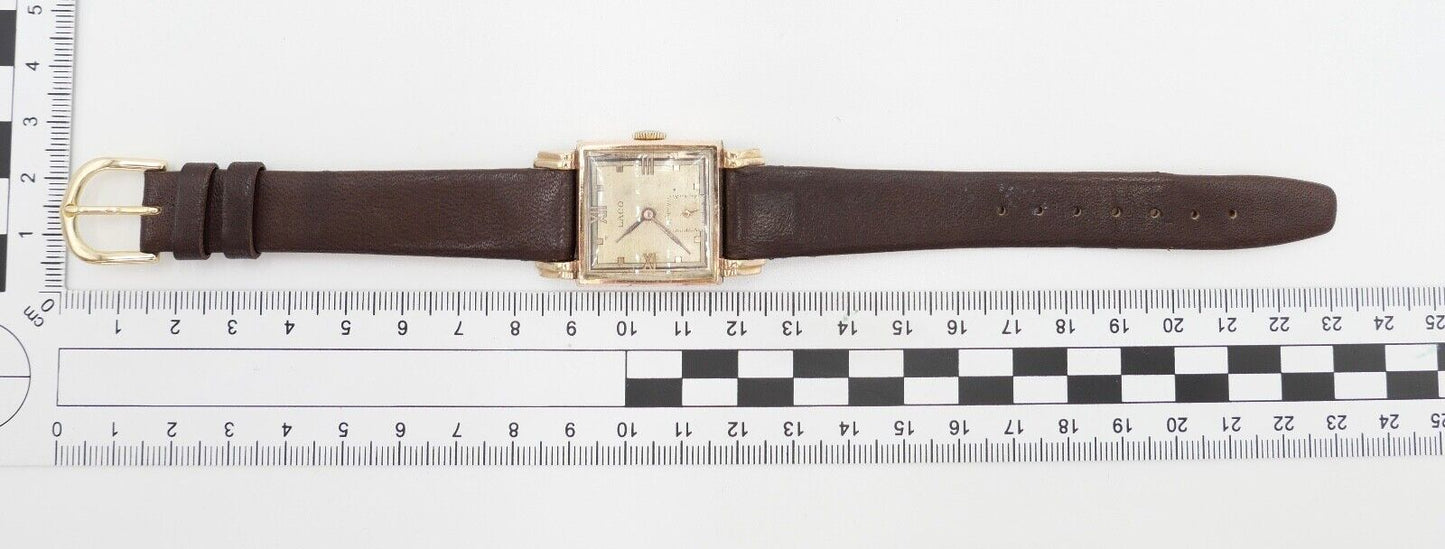 vintage 30er Jahre / sehr seltene LACO Carree Herrenuhr Cal. 526 vergoldet - Antikhandel-Stuttgart