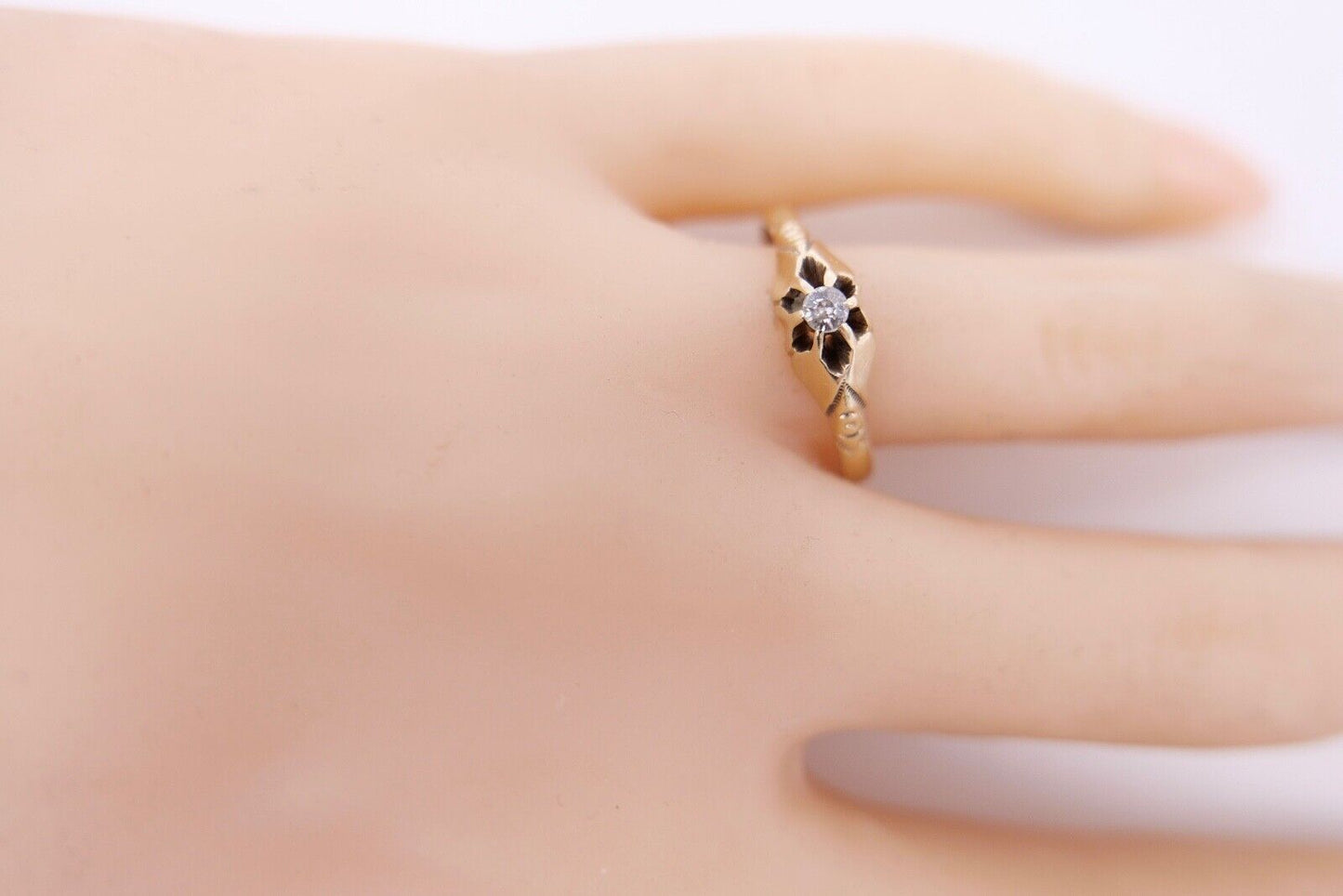 Antik um 1900 Jugendstil Solitär Ring Gold 333 Diamant Damenring Gr. 58 - Antikhandel-Stuttgart