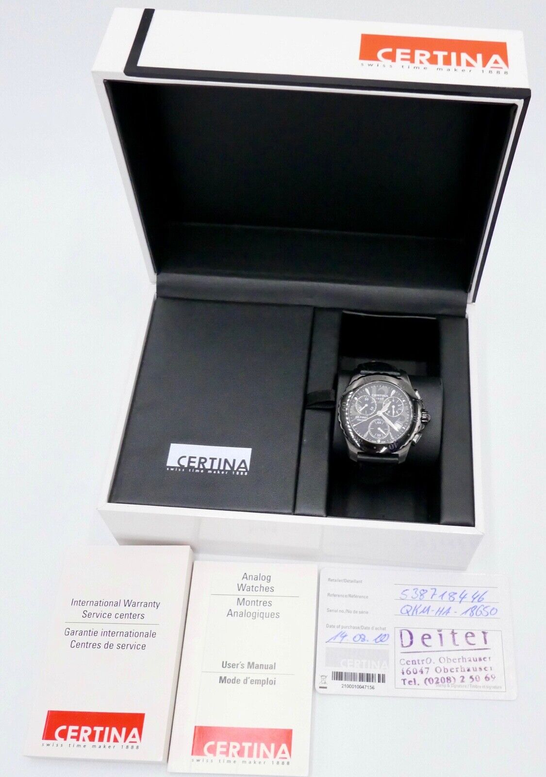 Certina DS FIRST Chrono Ref 538718446 Quartz 100m Damenuhr FULL SET aus 2010 - Antikhandel-Stuttgart