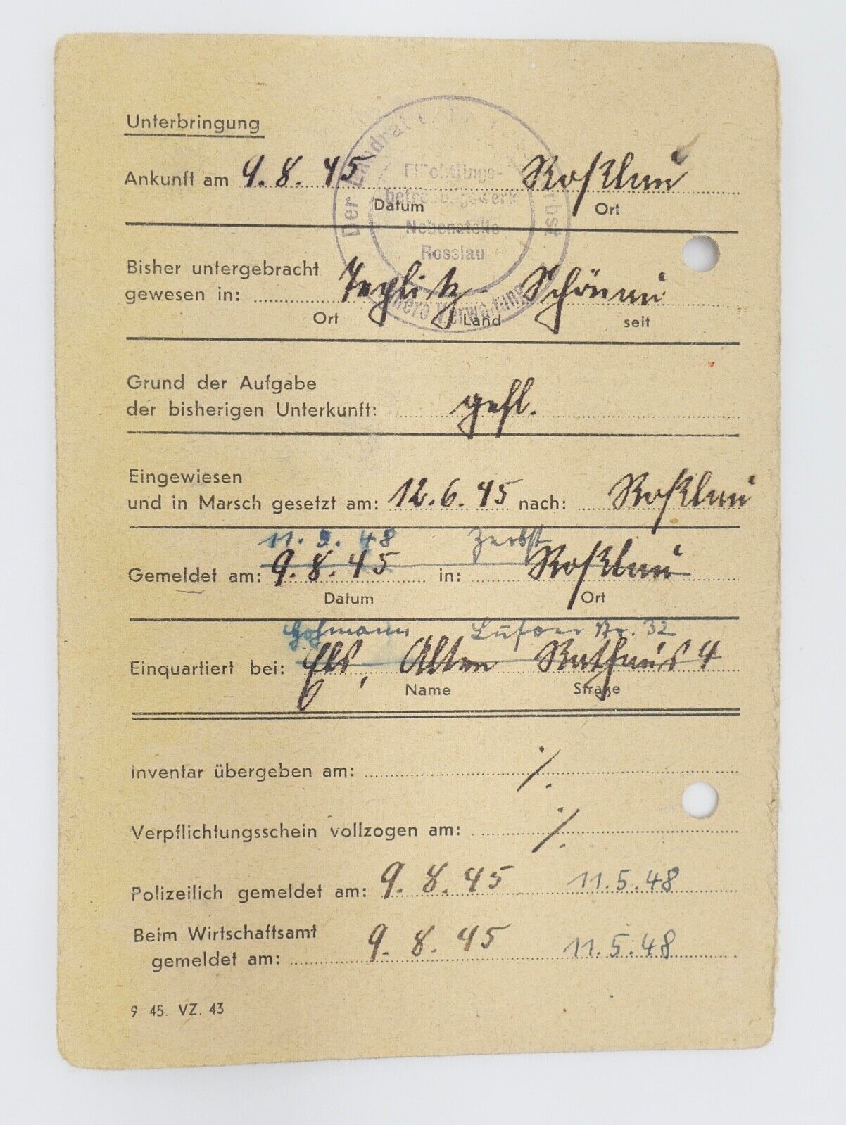 Trauschein Taufbuch Geburts- Taufschein Umsiedler Bescheinigung 1938 1939 1945 - Antikhandel-Stuttgart