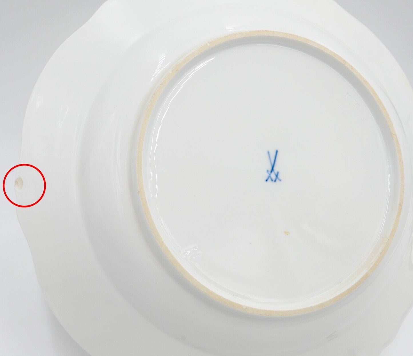 Meissen Porzellan Relief Teller Ø 25cm Goldrand Blumen Schmetterling Blau 3701 - Antikhandel-Stuttgart