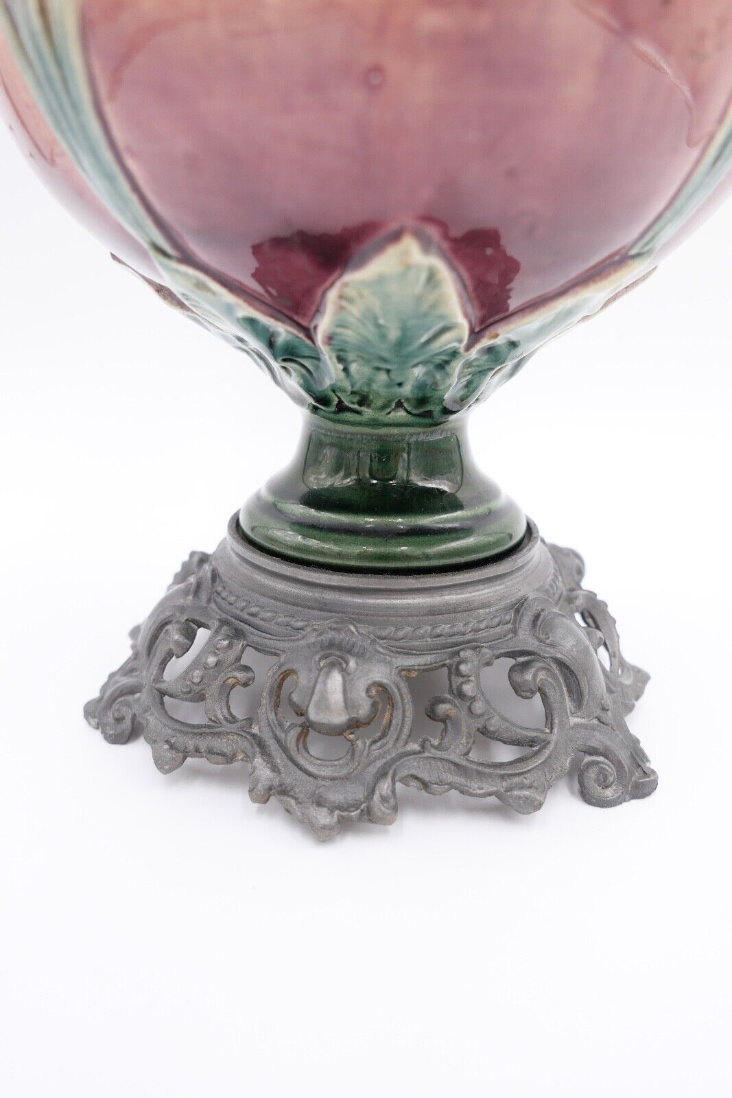 Alte Jugendstil Petroleumlampe um 1910 KARL KNEUSEL Zeulenroda Bronze Majolika - Antikhandel-Stuttgart