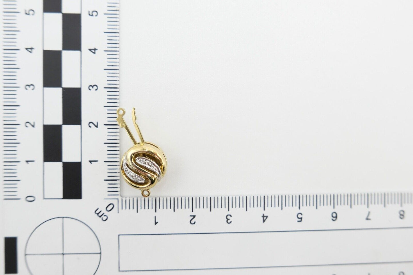 NEU Goldschließe m Diamanten für Perlenkette etc. Gold 585 / 14K Bicolor - Antikhandel-Stuttgart