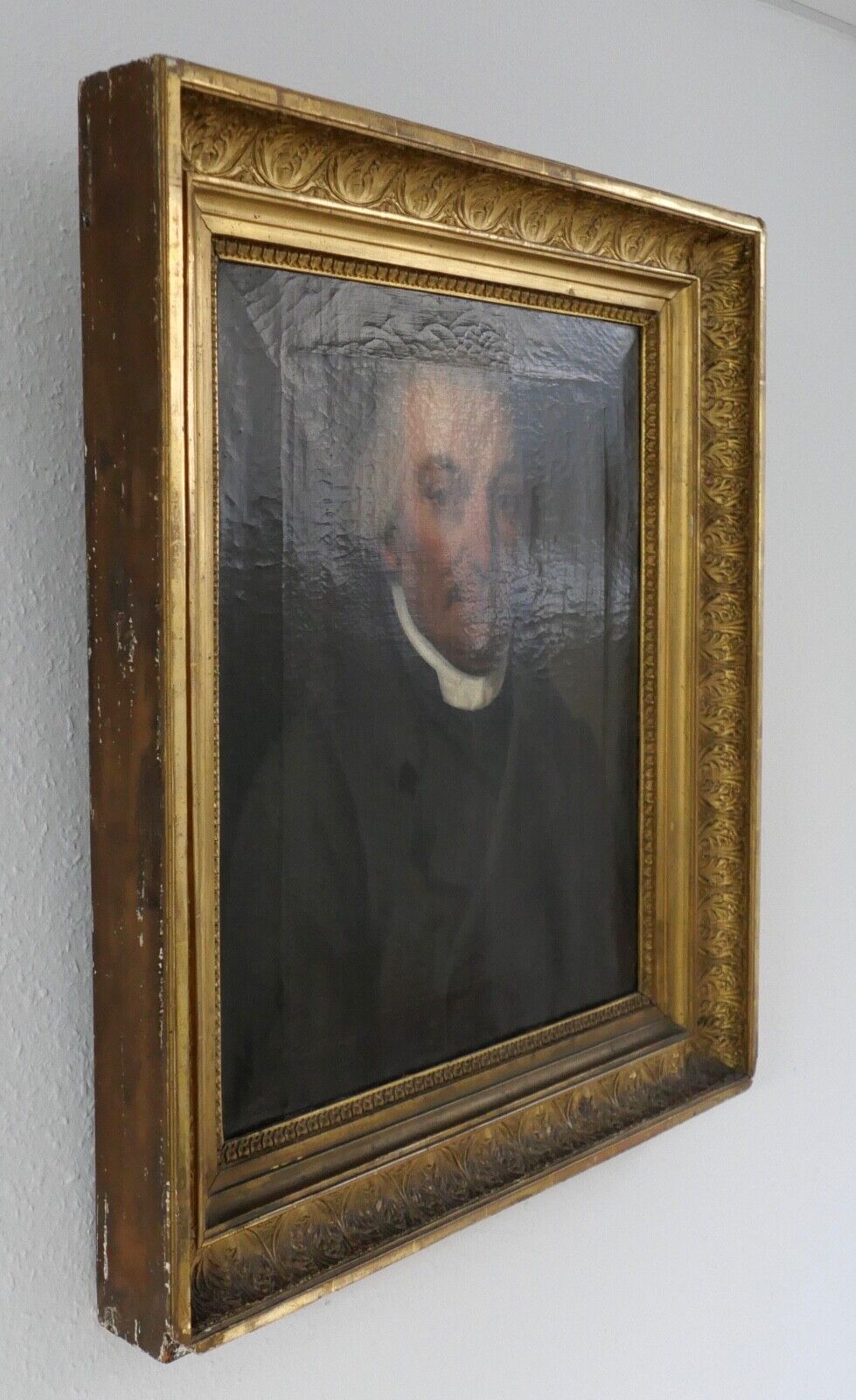 80 x 69 cm Gemälde Biedermeier Herr Portrait Mann Öl auf Leinwand Goldrahmen - Antikhandel-Stuttgart